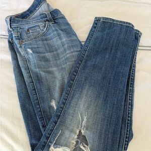 7 For All Mankind Blue Straight Leg Jeans